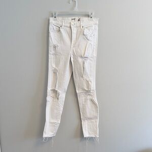 Garage White Ripped Skinny Jeans